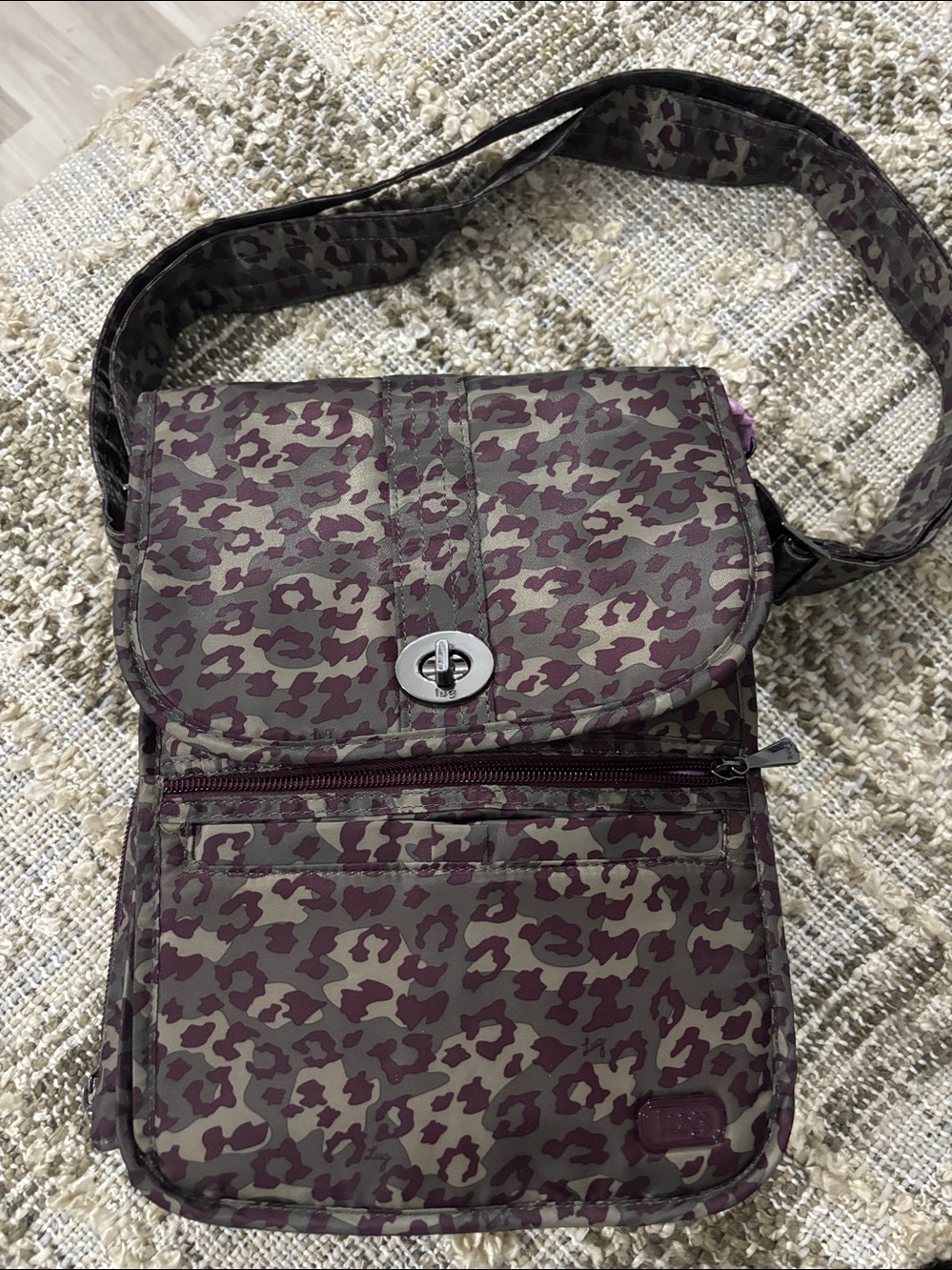 lug Olive and Plum Leopard Print Crossbody Bag - Picture 13 of 13